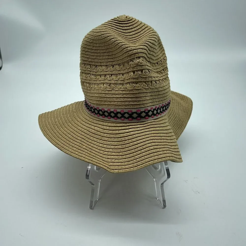 EDDIE BAUER SUN HAT FEDORA PAPER‎ STRAW WIDE BRIM FLOPPY KHAKI